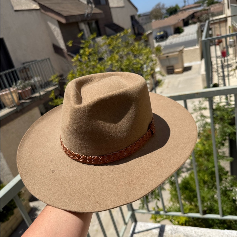 Akubra Tan and Brown Wide-Brimmed Hat